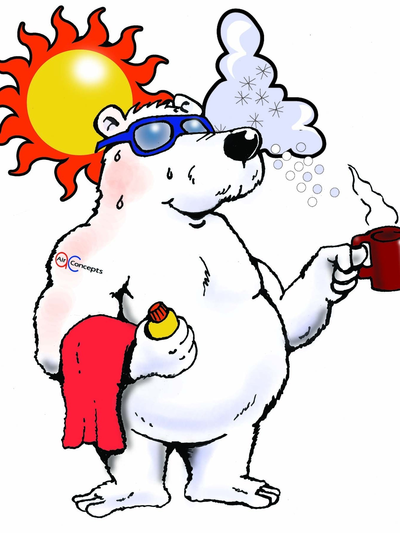 Polar Bear with Sunglasses roasting in the sun