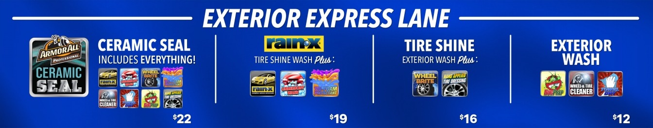 Various exterior wash packages
