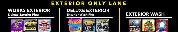 Various exterior wash packages