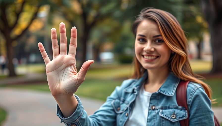 Woman politely gesturing a stop, showing kind ways to say no.