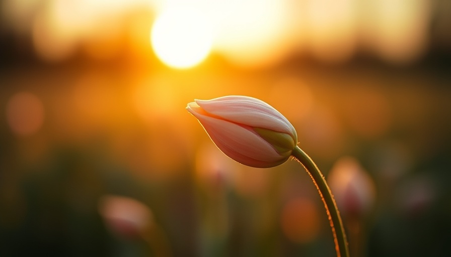 Gentle flower bud at sunrise symbolizing Celes' journey through adversity.
