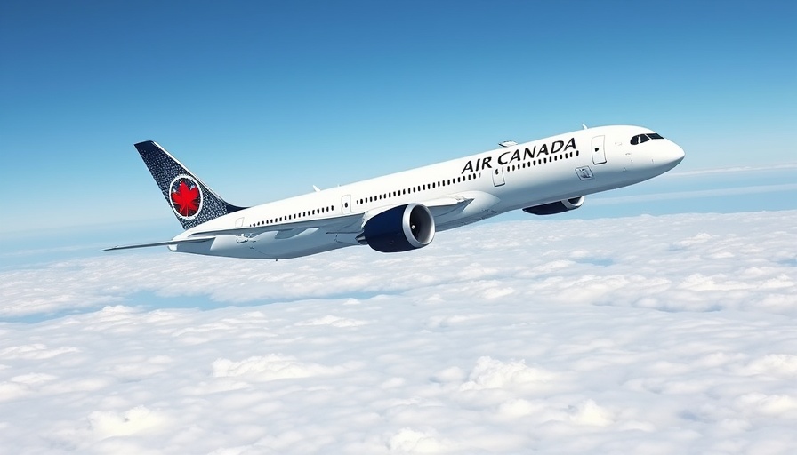 Air Canada Boeing 787 in flight for direct Montreal Edinburgh route.