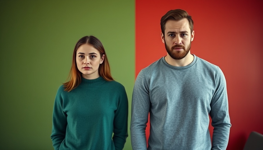 Anxious-avoidant relationships illustrated by a couple standing apart.