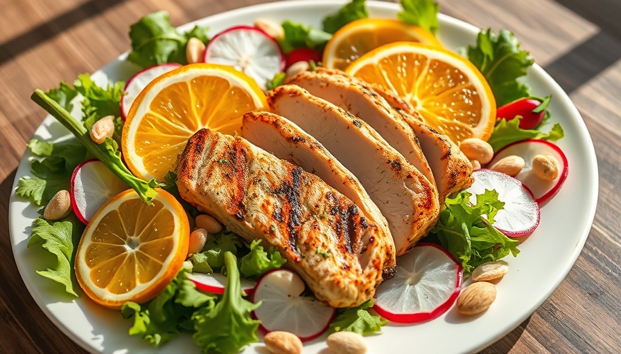Vibrant spring dinner ideas with grilled chicken salad.