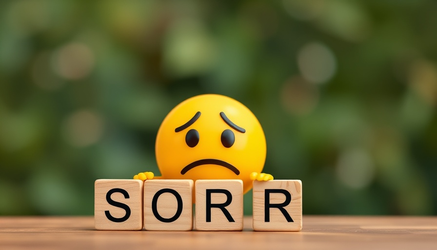 Sad emoji with 'SORRY' blocks in nature, forced apologies in children.