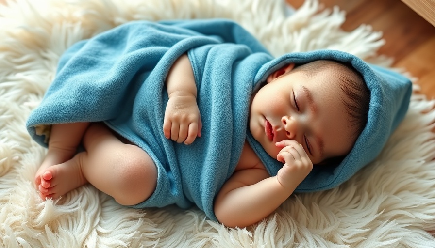 Baby milestones at 5 months: cute baby in blue blanket.