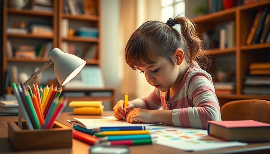 Young girl focusing on educational activity, promoting mindfulness for families.
