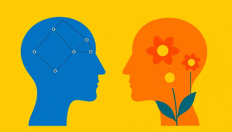 Abstract illustration of mindfulness and autism with colorful head silhouettes