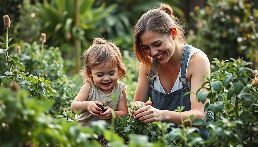 Mother and son gardening for Mother's Day gift ideas in serene garden.