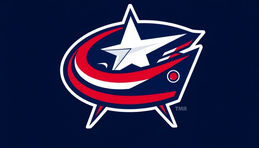 Columbus Blue Jackets logo in navy, red, and white, iconic design.