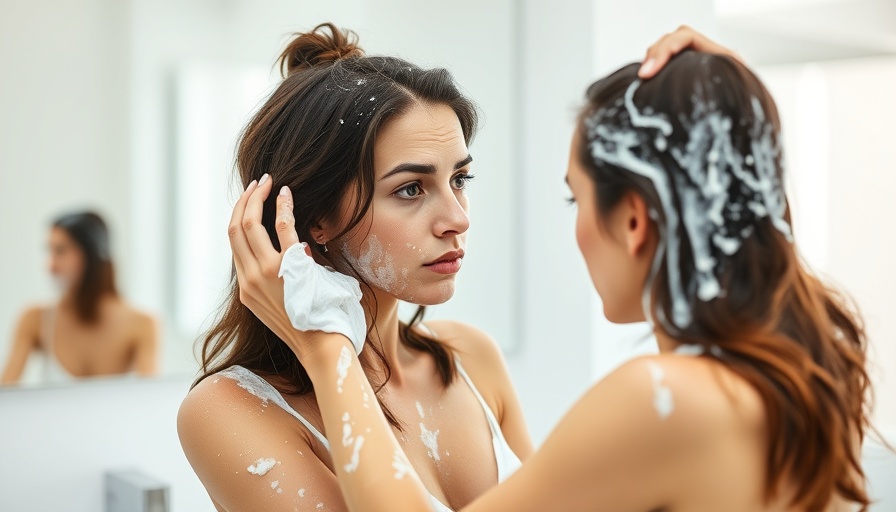Woman making hair care mistakes by using too much shampoo.