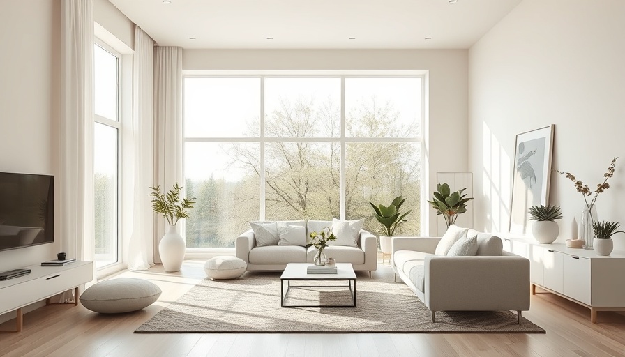 Light-filled modern living room design with white decor.