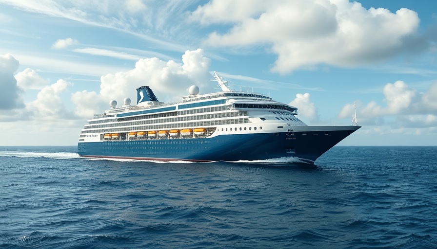 Majestic cruise ship on open sea to experience Antarctica.