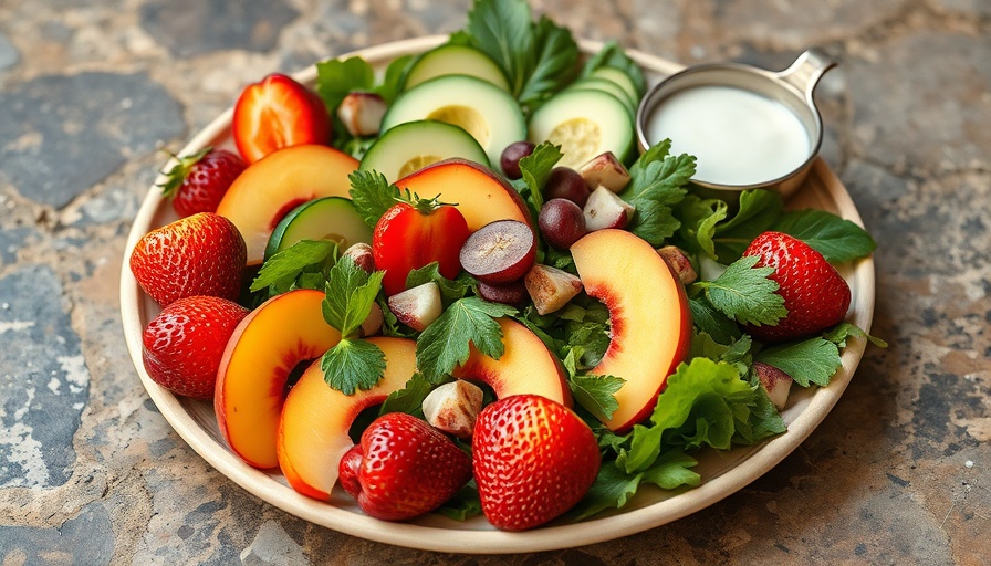 Plate of colorful summer foods for better skin this summer.