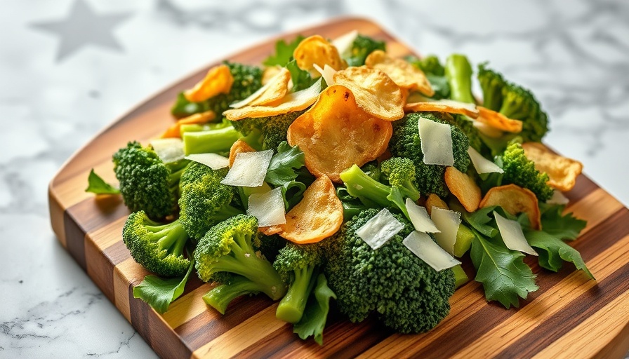 Fresh Broccoli Caesar Salad with garlic and parmesan.