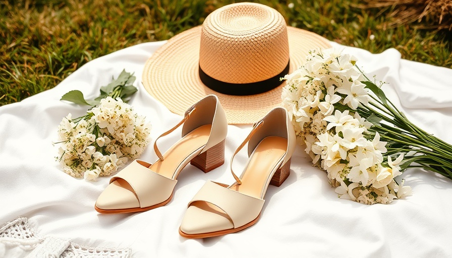 Trendy chunky heels on picnic blanket with straw hat, Summer Shoe Trends 2023.