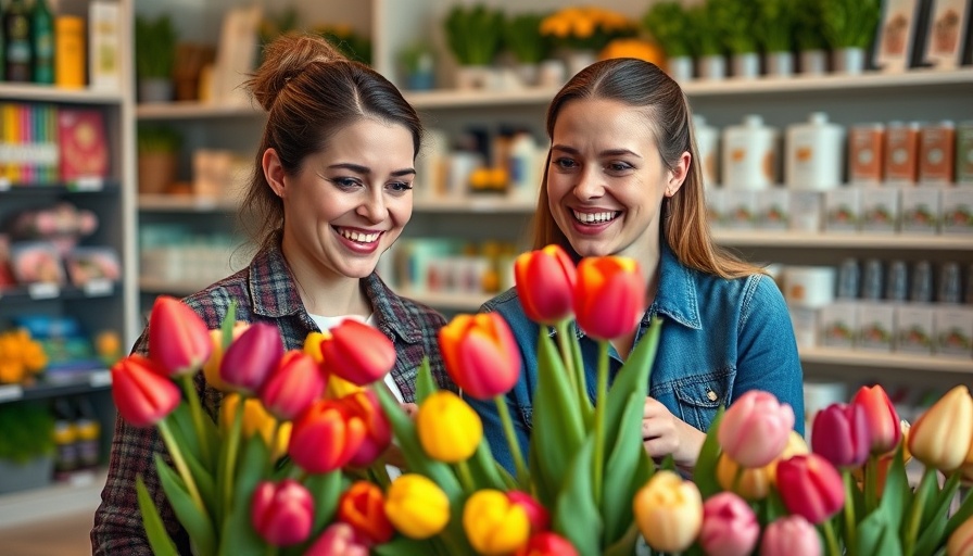 Women arranging fresh flowers at Target in vibrant store setting.