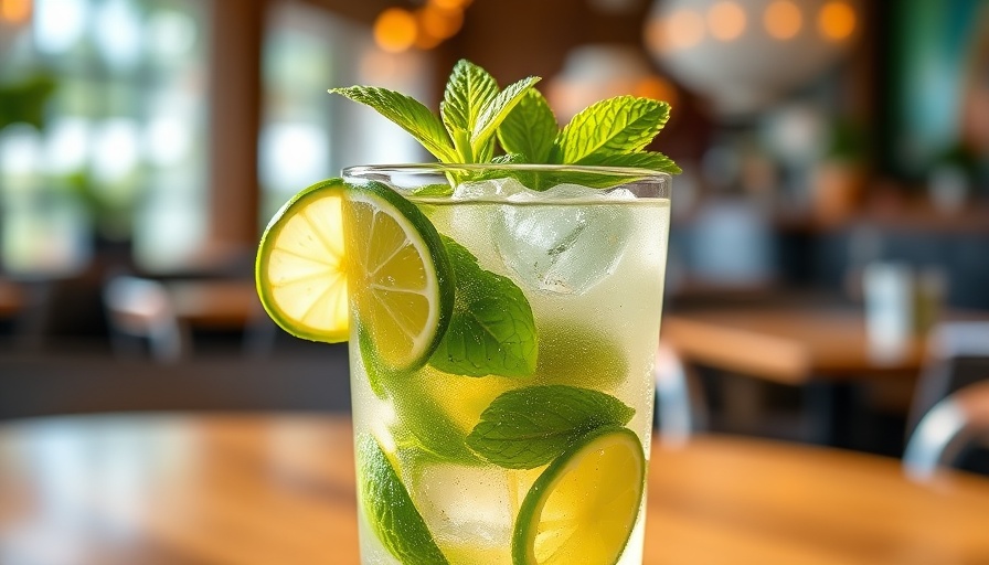 Refreshing mojito cocktail with mint and lime, close-up.
