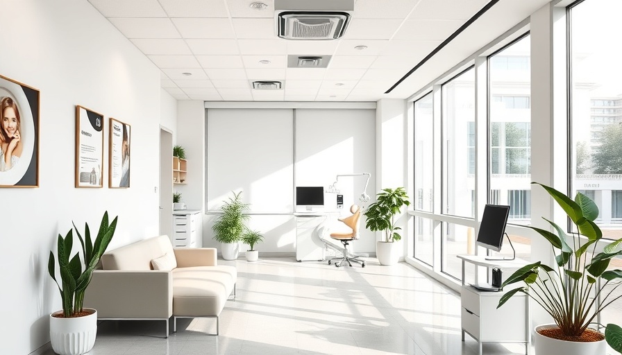 Modern dental office interior with natural lighting.