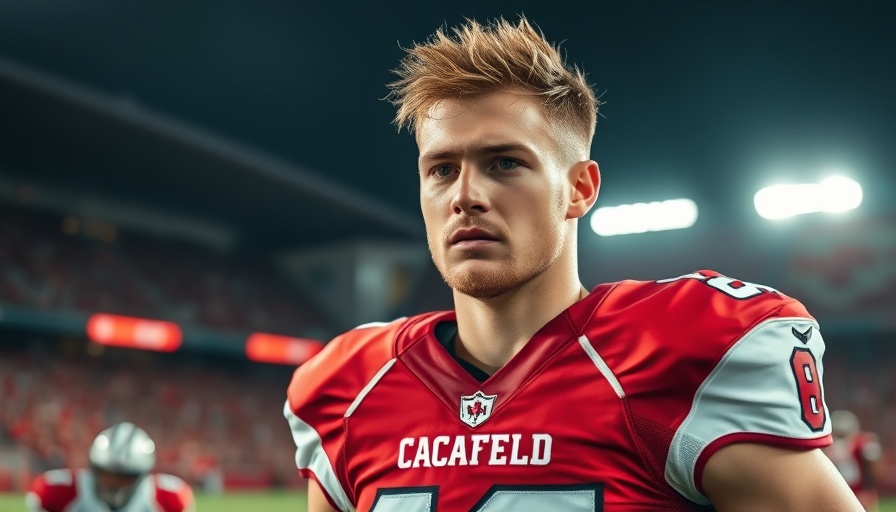 Focused Montreal football player during CFL game, displaying determination.