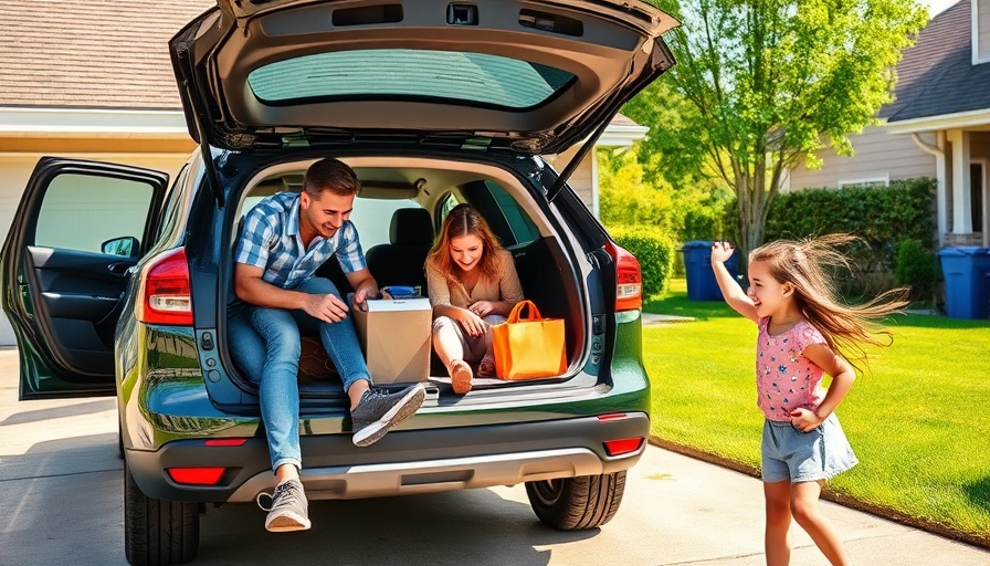 Family organizing trunk for road trip; packing tips.