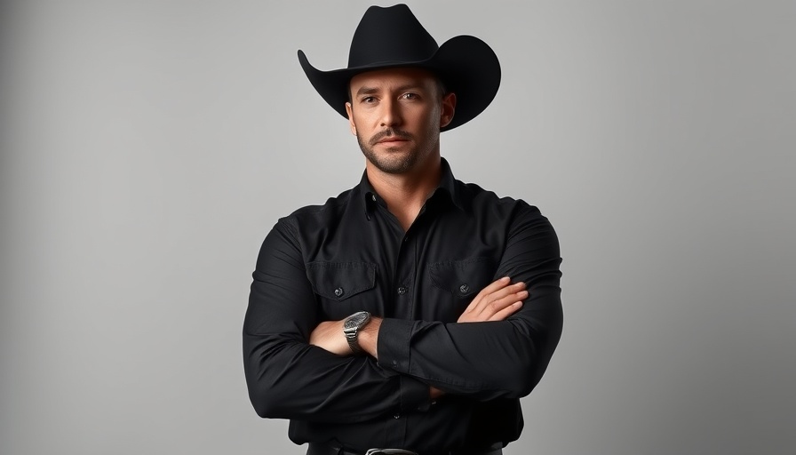 Confident cowboy posing in a studio.