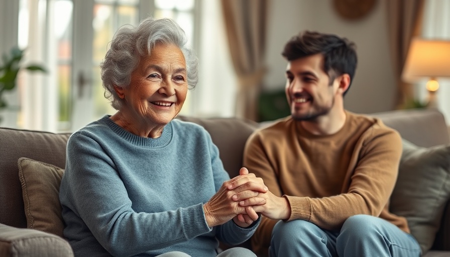 Elderly woman and younger person sharing memory support moment.