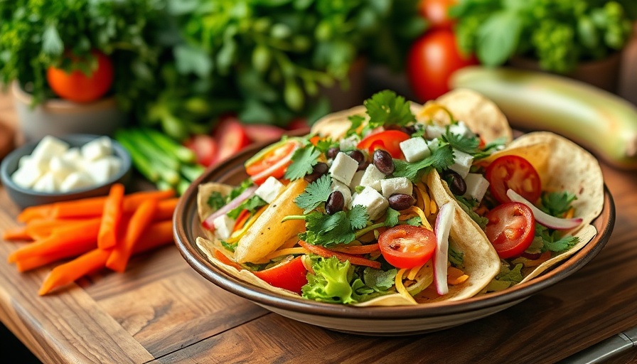 Delicious vegetarian taco salad arranged with fresh ingredients on a table.