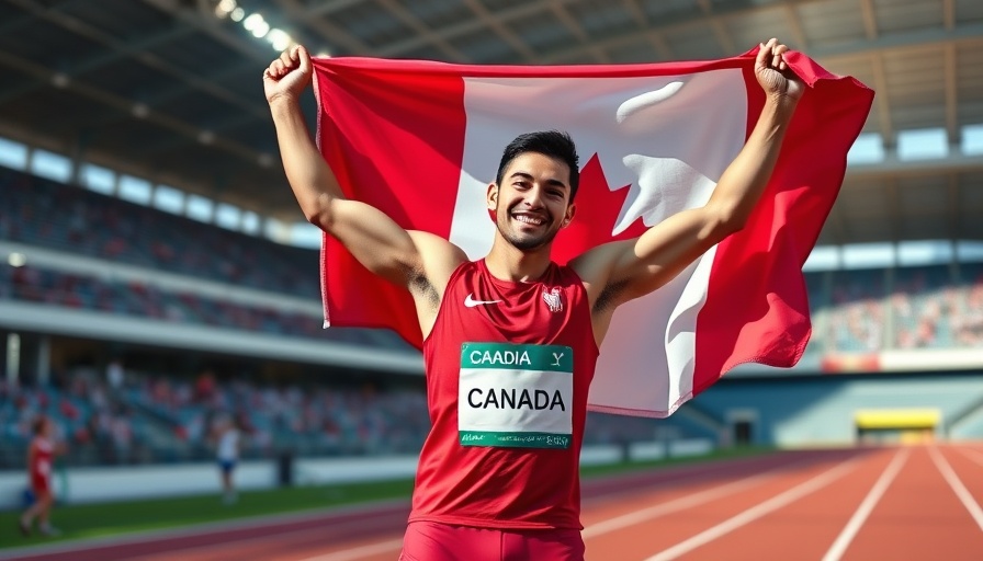 Marco Arop holding Canadian flag after Diamond League silver.