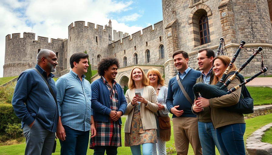 Tourists visit historic castle, exemplifying Canadians domestic travel spend.
