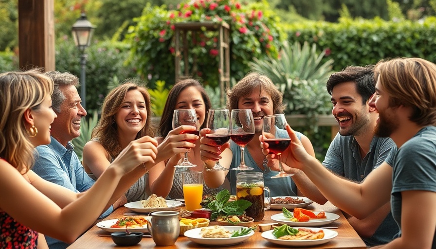 Group of friends celebrating with a budget-friendly outdoor meal.