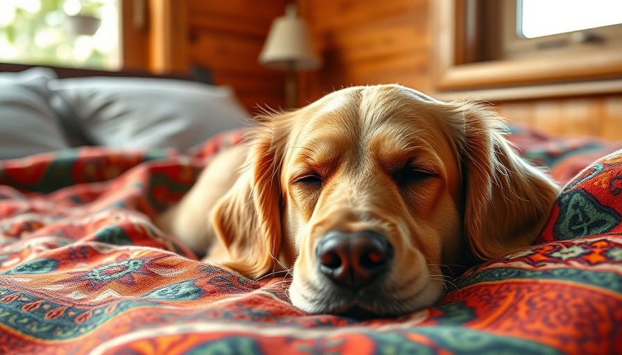 Dog resting on a bed with a colorful blanket, redefining productivity for a fulfilled life.