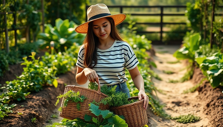 Woman gardening in August, enjoying serene outdoor activities.