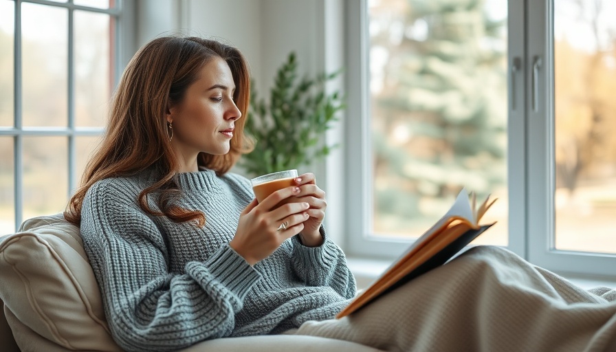 Cozy scene of woman reading for personal growth and wellness.