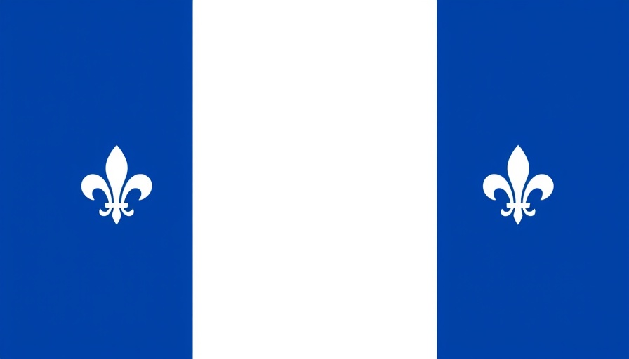 Quebec flag with fleur-de-lis, symbolizing leadership.