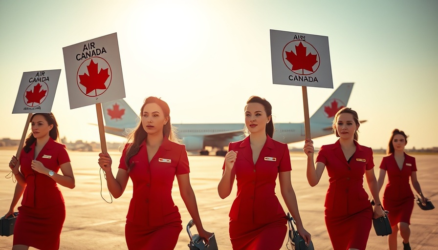 Air Canada flight attendants strike; attendants hold signs at airport.