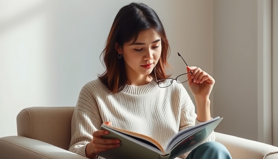 A woman embracing minimalist lifestyle benefits while reading a book.