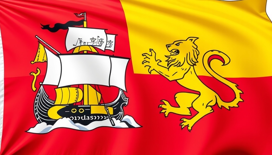 New Brunswick flag with lion and ship detail
