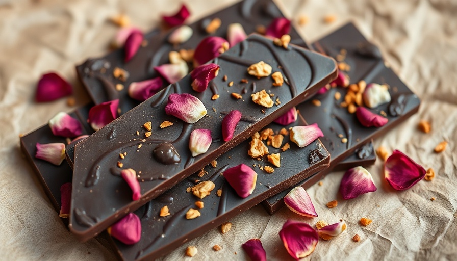 Rose Dark Chocolate Bark recipe on rustic parchment.