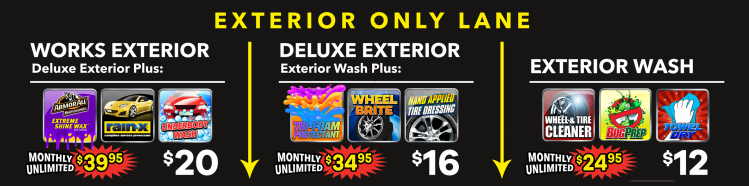 exterior lane wash packages