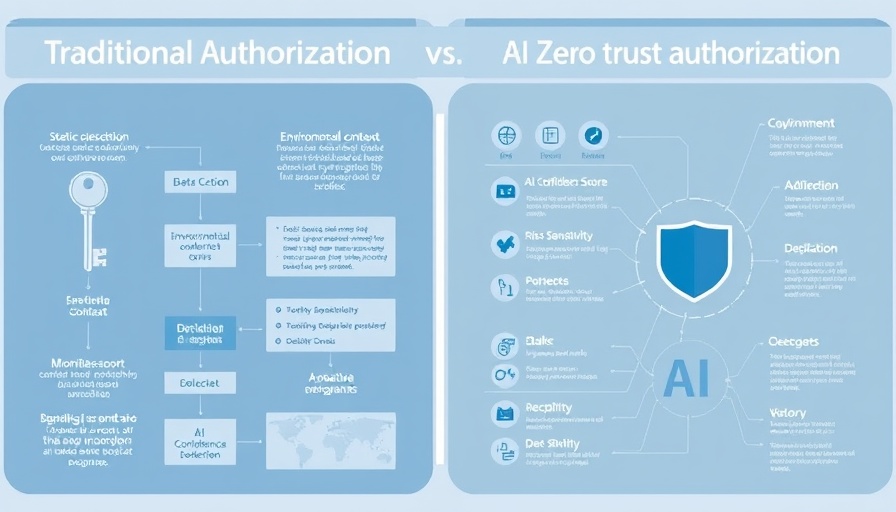 Infographic comparing traditional vs AI authorization systems for dynamic authorization for AI agents