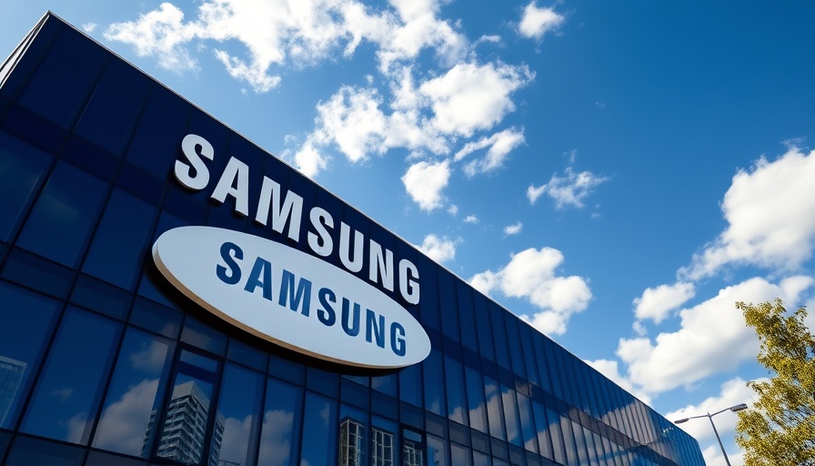 Samsung building facade with logo under blue sky, Nvidia Samsung HBM3E chips.
