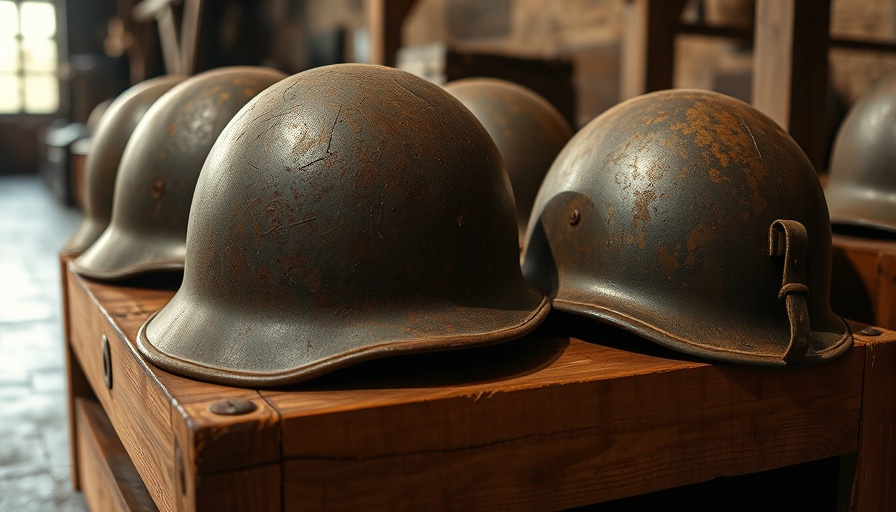 Rustic helmets on a crate in a historical setting, representing AI in historical news.