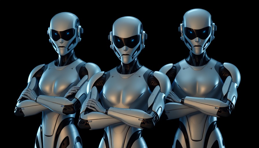 Futuristic humanoid robots symbolizing AI advancement.