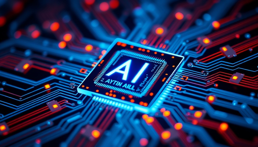 Futuristic AI microchip with glowing circuits, indirect prompt injection AI concept.