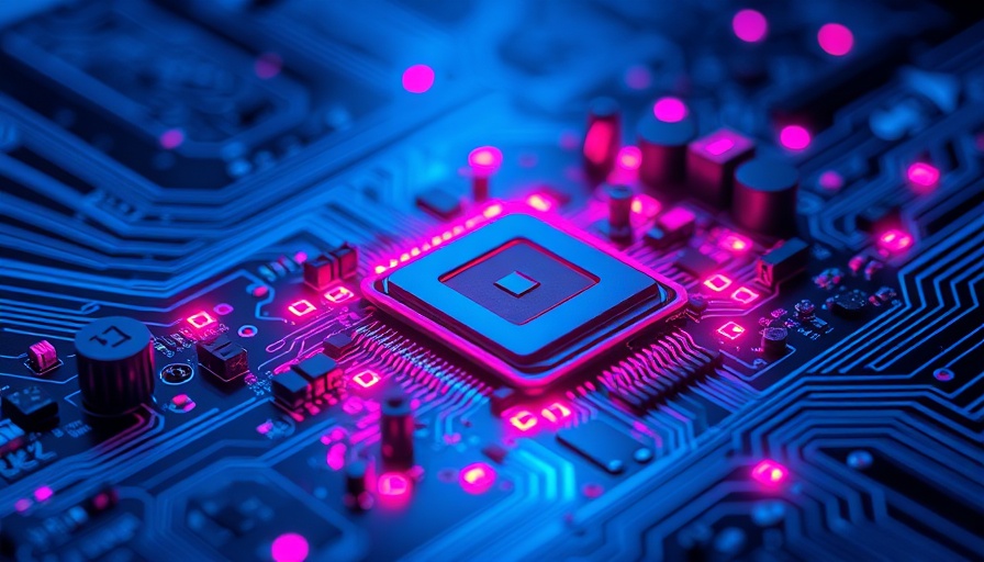 Futuristic circuit board with glowing components, 800VDC Power