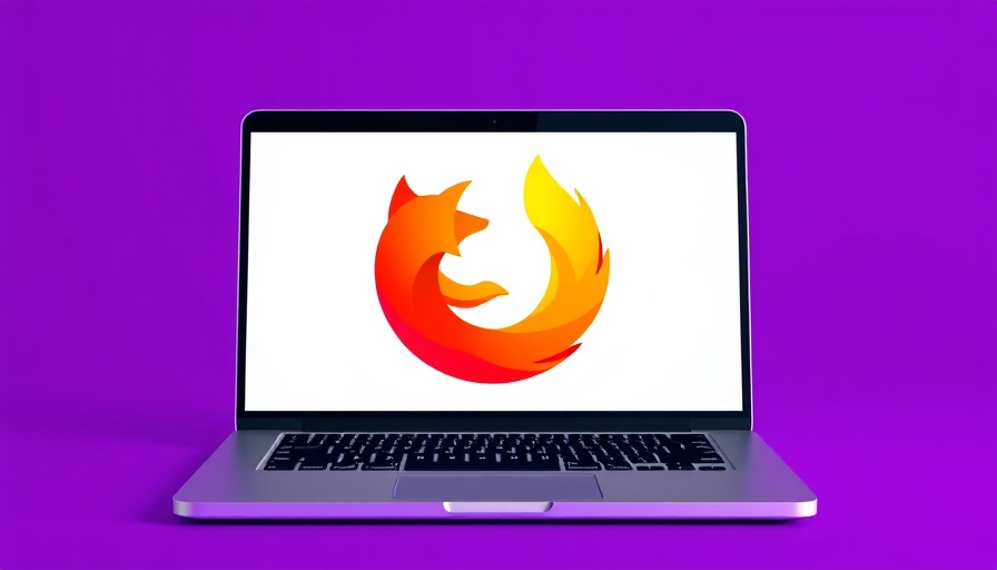 Modern laptop with Firefox logo on purple background related to perplexity AI.