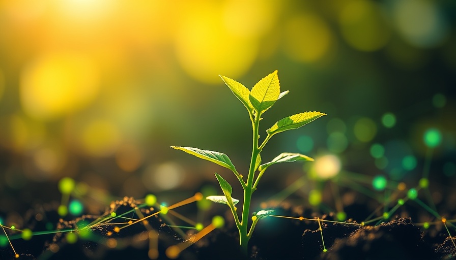 Prosocial AI concept with plant and digital elements.