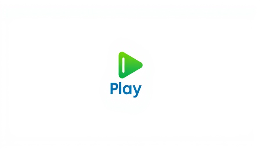 Minimalistic logo with green play symbol and 'rumble' text, simple design.
