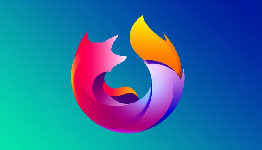 Vibrant Firefox logo on gradient background.